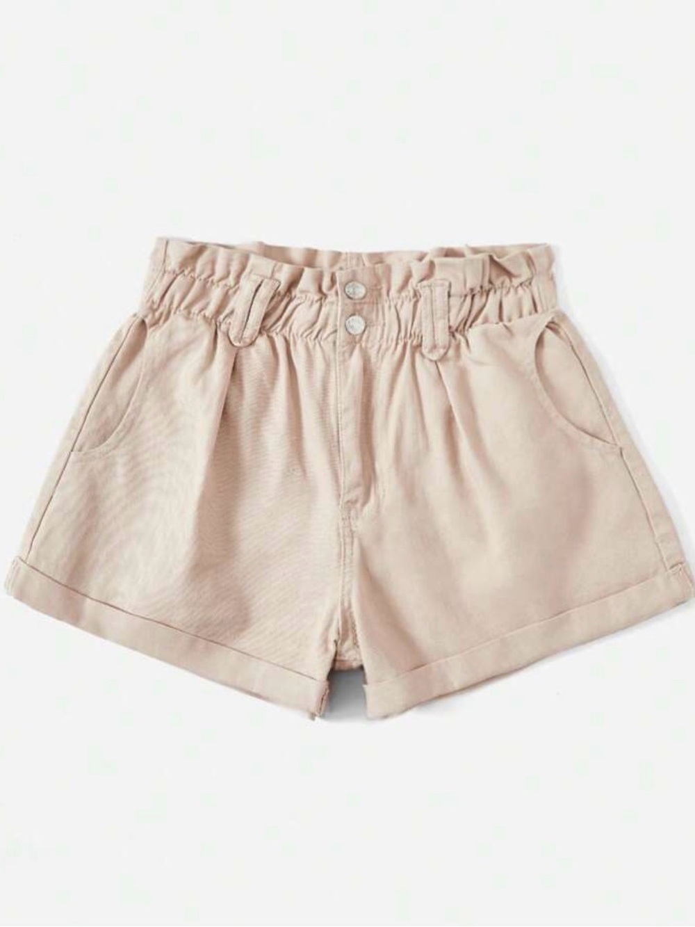 Elastic-Waist Cargo Shorts in Beige